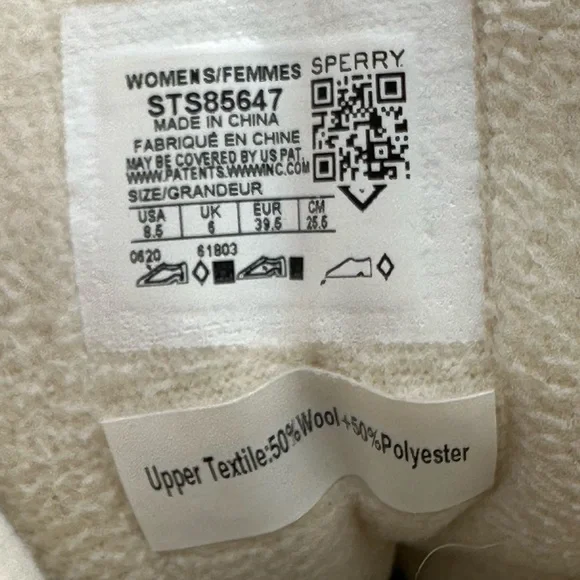 Sperry Syren Gulf Wool Quilt Side Zip Duck Boots Ivory STS85647 - Picture 9 of 10